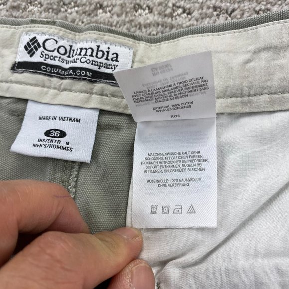 Columbia Sportswear Khaki Shorts Men 36 Brown Green Pockets Activewear Outdoors - Picture 6 of 16